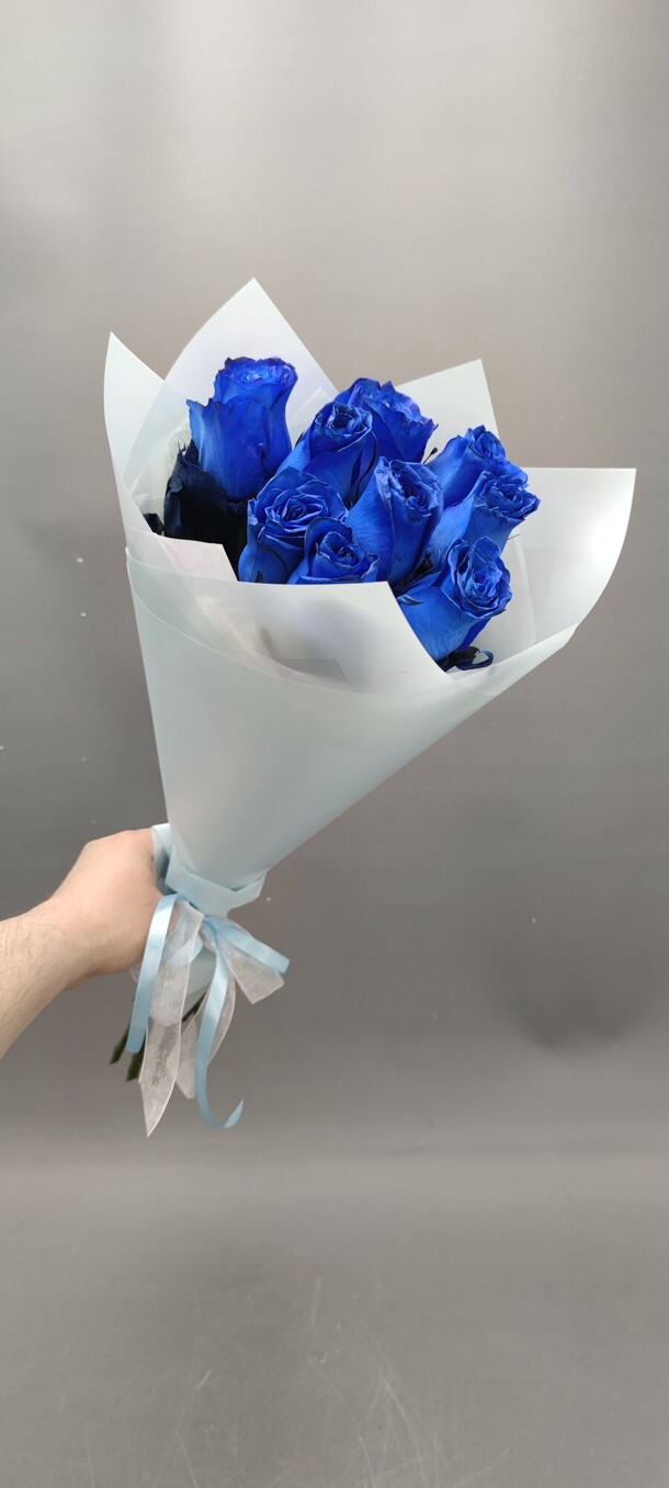 Синие розы 9 шт, артикул F1191108 - 3999 рублей, доставка по городу. Flawery - доставка цветов