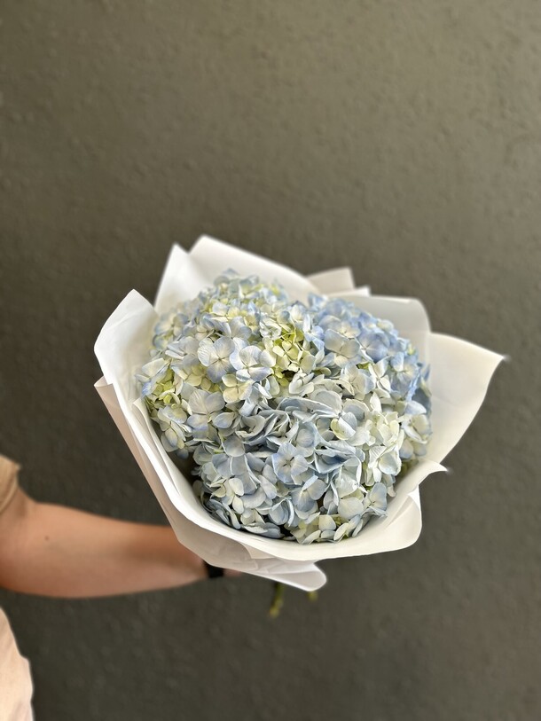 Букет из 3 гортензий в оформлении, артикул F1195706 - 3600 рублей, доставка по городу. Flawery - доставка цветов