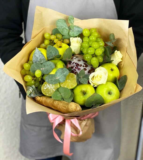 Фуд-букет "зелёный день", артикул F1286978 - 14335 рублей, доставка по городу. Flawery - доставка цветов