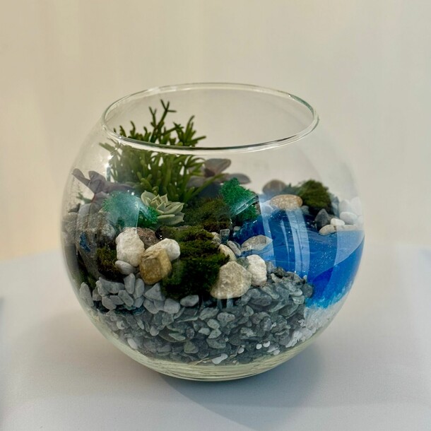 Флорариум "голубая лагуна", артикул F1372084 - 8900 рублей, доставка по городу. Flawery - доставка цветов