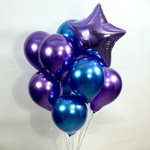 Набор шаров "волшебство фиолетовых ночей", артикул F1417217 - 3300 рублей, доставка по городу. Flawery - доставка цветов