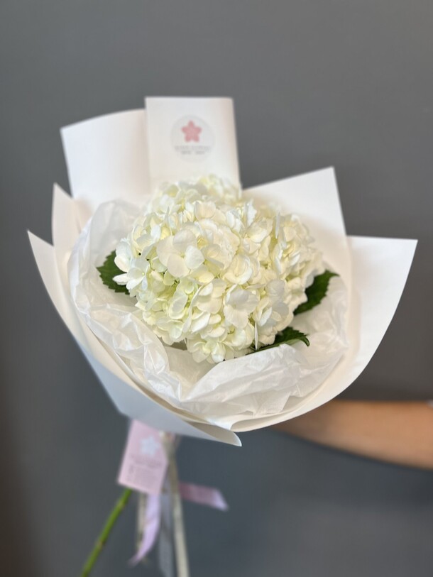 Букет с белой гортензией, артикул F1333336 - 1653 рублей, доставка по городу. Flawery - доставка цветов