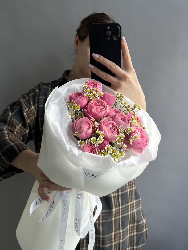 Дуо букет «сильва-ромашка» размер s, артикул F1453278 - 5250 рублей, доставка по городу. Flawery - доставка цветов