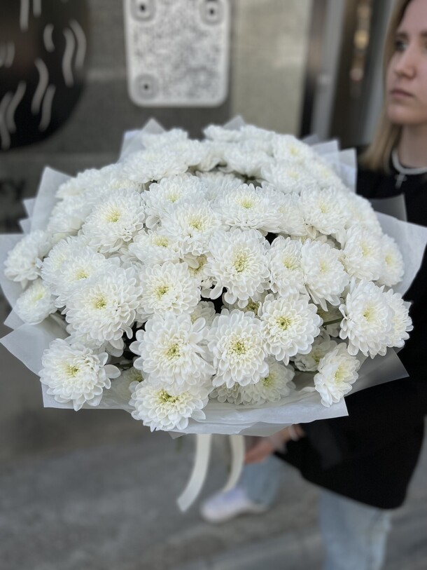 15 белых кустовых хризантем сорт алтай, артикул F1206284 - 10850 рублей, доставка по городу. Flawery - доставка цветов