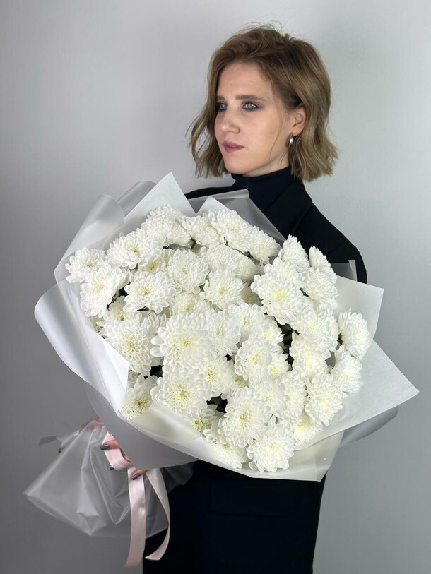 Белоснежные хризантемы, артикул F1330381 - 10850 рублей, доставка по городу. Flawery - доставка цветов