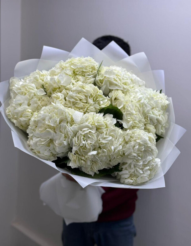 Букет из 15 белых гортензий, артикул F1334675 - 14190 рублей, доставка по городу. Flawery - доставка цветов