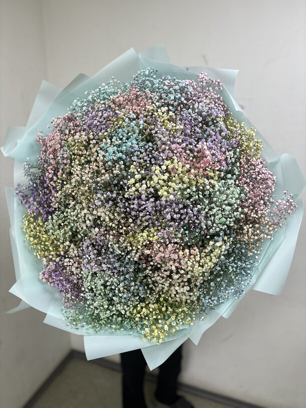 Букет из 75 радужных гипсофил, артикул F1339989 - 16390 рублей, доставка по городу. Flawery - доставка цветов