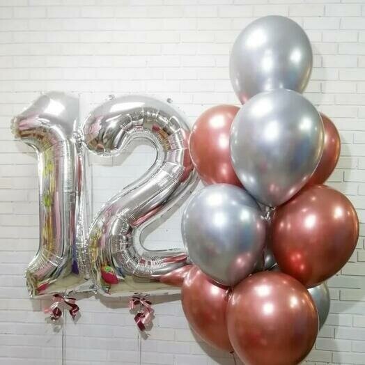 Сет из 8 шаров и 2 цифры, артикул F1218731 - 3900 рублей, доставка по городу. Flawery - доставка цветов