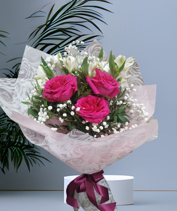 Розы и альстромерия, артикул F1231863 - 2700 рублей, доставка по городу. Flawery - доставка цветов