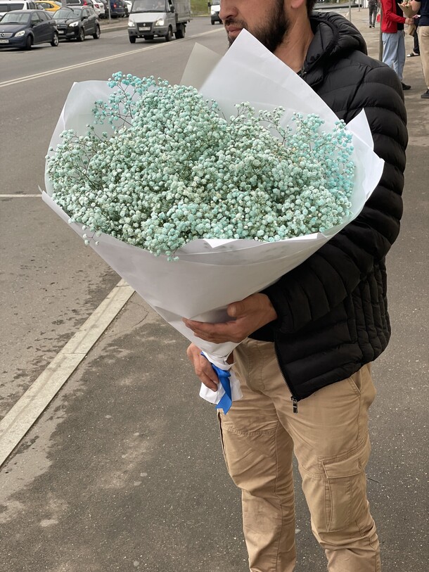 Букет  из 15 голубые гипсофилы, артикул F1149721 - 6300 рублей, доставка по городу. Flawery - доставка цветов