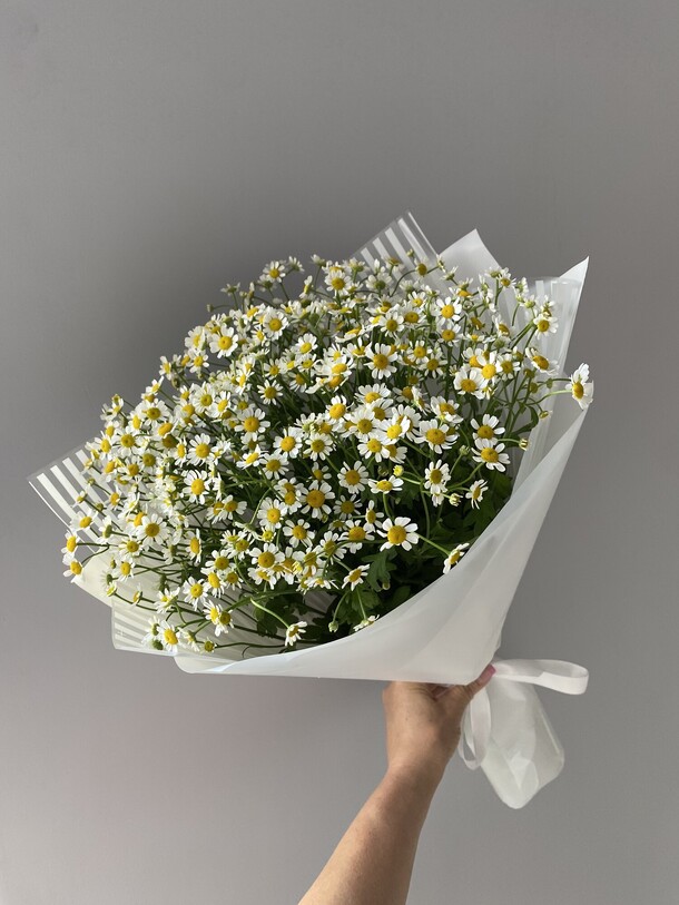 Моно из ромашек, артикул F1300017 - 3200 рублей, доставка по городу. Flawery - доставка цветов