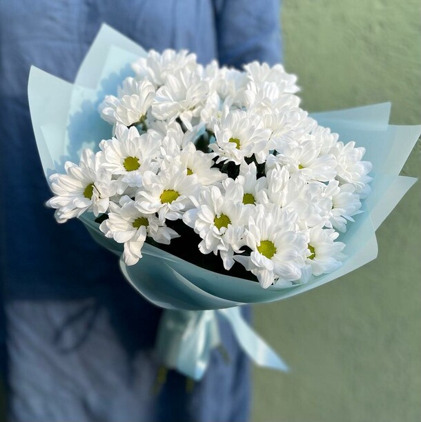 Букет из 5 кустовых хризантем, артикул F1210854 - 2700 рублей, доставка по городу. Flawery - доставка цветов