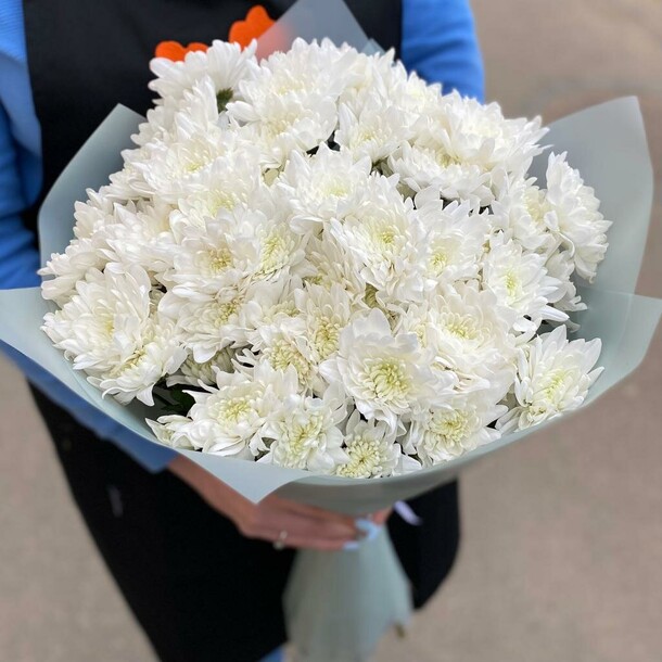 Букет из кустовых хризантем "балтика", артикул F1224060 - 4490 рублей, доставка по городу. Flawery - доставка цветов