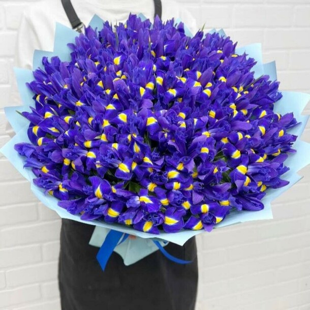 Букет из 101 ириса, артикул F1226135 - 14590 рублей, доставка по городу. Flawery - доставка цветов