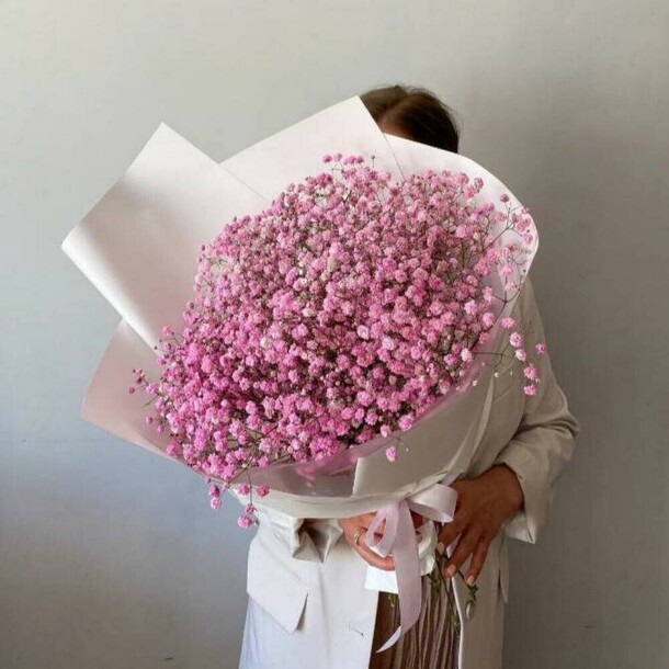 Букет из 9 розовых гипсофил, артикул F1245704 - 4290 рублей, доставка по городу. Flawery - доставка цветов