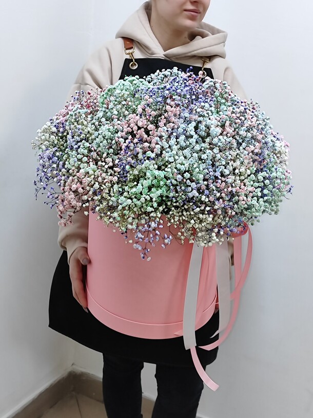 Гипсофила в шляпной коробке (xxl), артикул F1263916 - 21903 рублей, доставка по городу. Flawery - доставка цветов