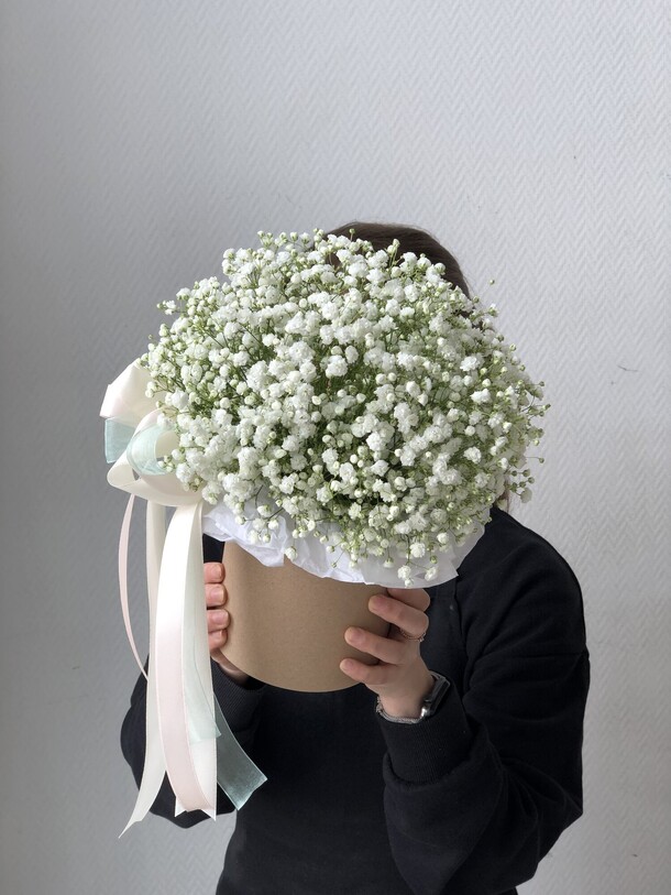 Коробочка малышка белой гипсофилы, артикул F1204531 - 3069 рублей, доставка по городу. Flawery - доставка цветов