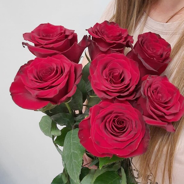 Букет 7 роз под ленту, артикул F1070268 - 2264 рублей, доставка по городу. Flawery - доставка цветов