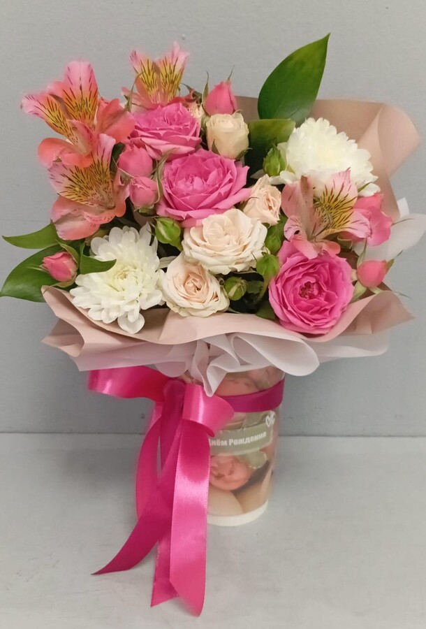 Цветы в стаканчике, артикул F1446799 - 1893 рублей, доставка по городу. Flawery - доставка цветов