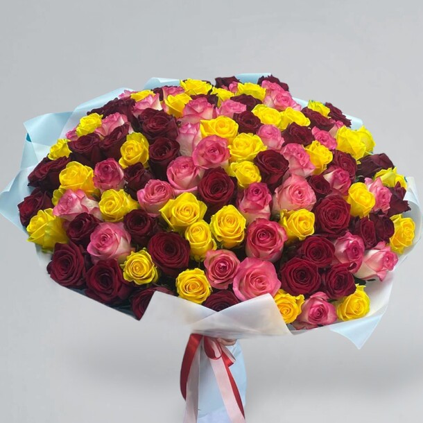 101 роза микс, артикул F1151093 - 26058 рублей, доставка по городу. Flawery - доставка цветов