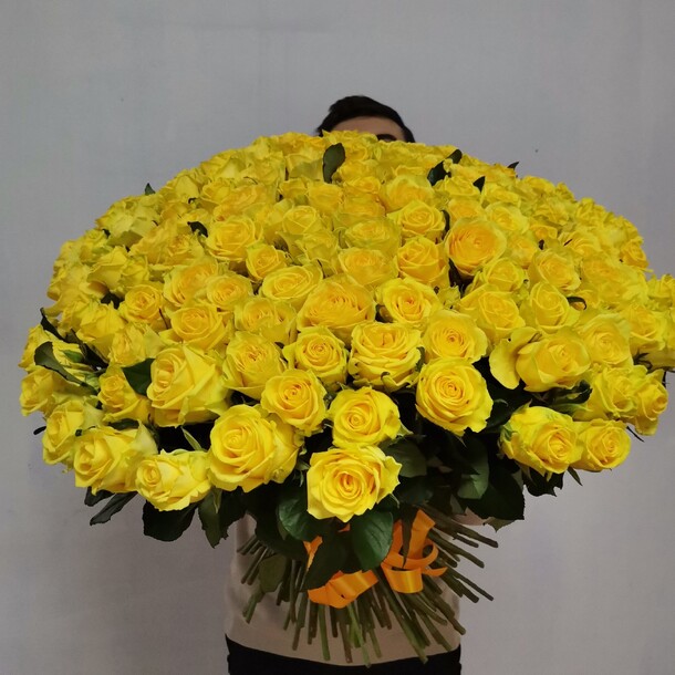 Букет из 151 желтой розы, артикул F1153773 - 42338 рублей, доставка по городу. Flawery - доставка цветов