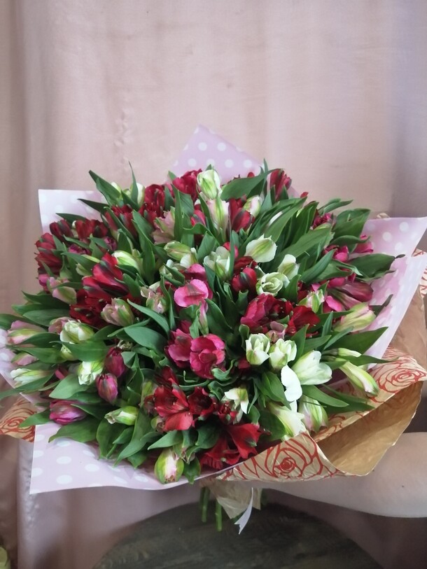 Букет из 25 альстромерий ассорти, артикул F63819 - 8240 рублей, доставка по городу. Flawery - доставка цветов