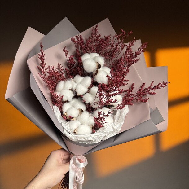 Композиция из хлопка, артикул F1251721 - 2000 рублей, доставка по городу. Flawery - доставка цветов