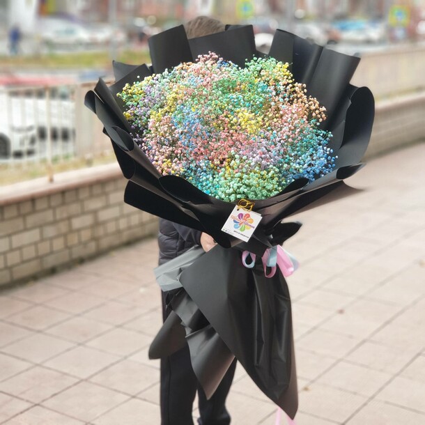 Гигант из радужной гипсофилы, артикул F1193955 - 14348 рублей, доставка по городу. Flawery - доставка цветов