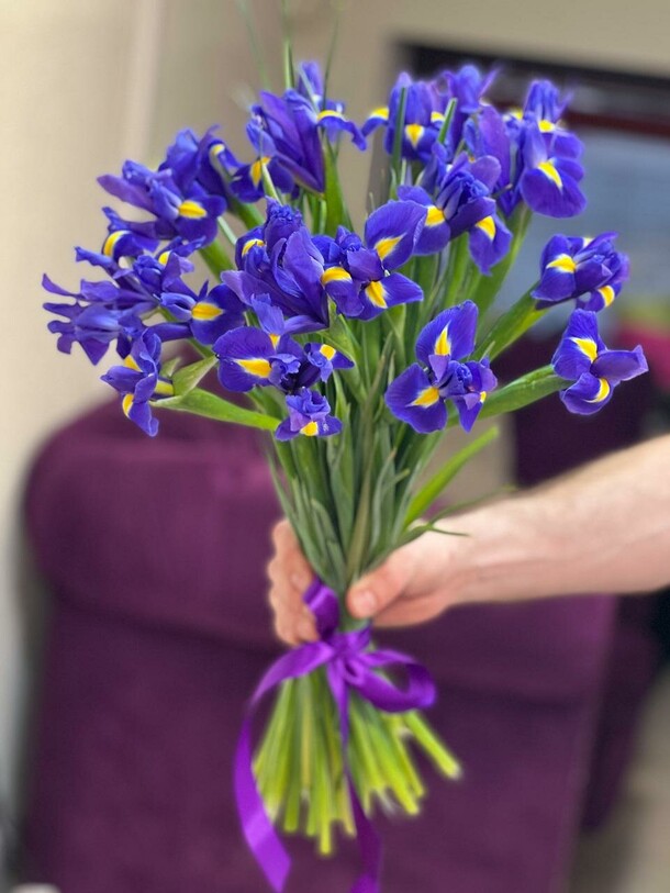 25 ирисов, артикул F1279919 - 5630 рублей, доставка по городу. Flawery - доставка цветов