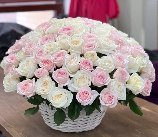 101 роза в корзине 💞, артикул F1287765 - 58685 рублей, доставка по городу. Flawery - доставка цветов