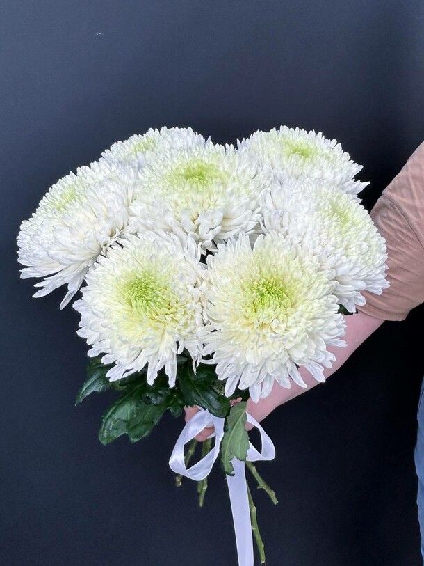 Букет из 7 одноголовых хризантем, артикул F1294449 - 5630 рублей, доставка по городу. Flawery - доставка цветов