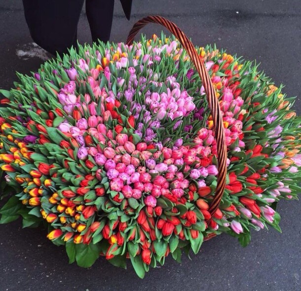 1001 тюльпаны в корзине, артикул F1163623 - 265735 рублей, доставка по городу. Flawery - доставка цветов
