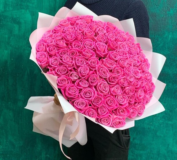 101 розовые розы, артикул F1249835 - 18999 рублей, доставка по городу. Flawery - доставка цветов