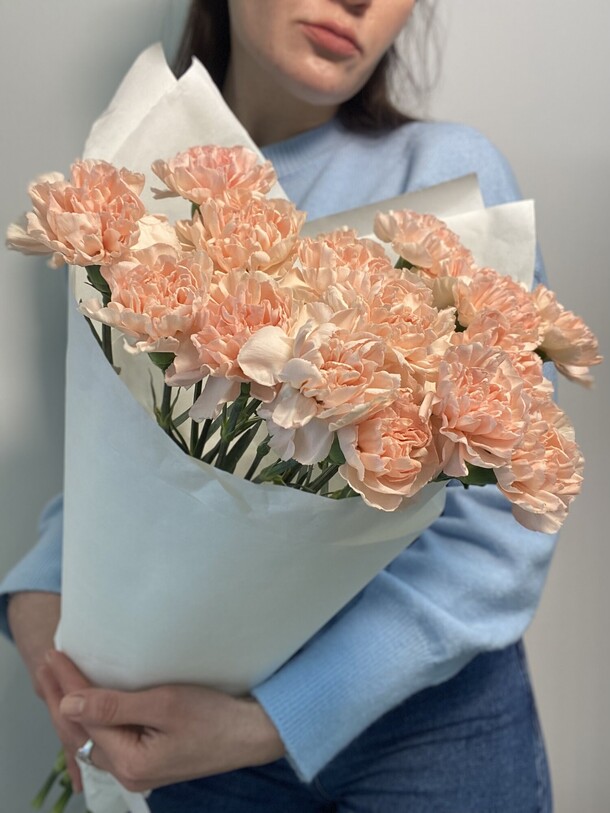 Букет персиковых диантусов, артикул F1245758 - 4600 рублей, доставка по городу. Flawery - доставка цветов