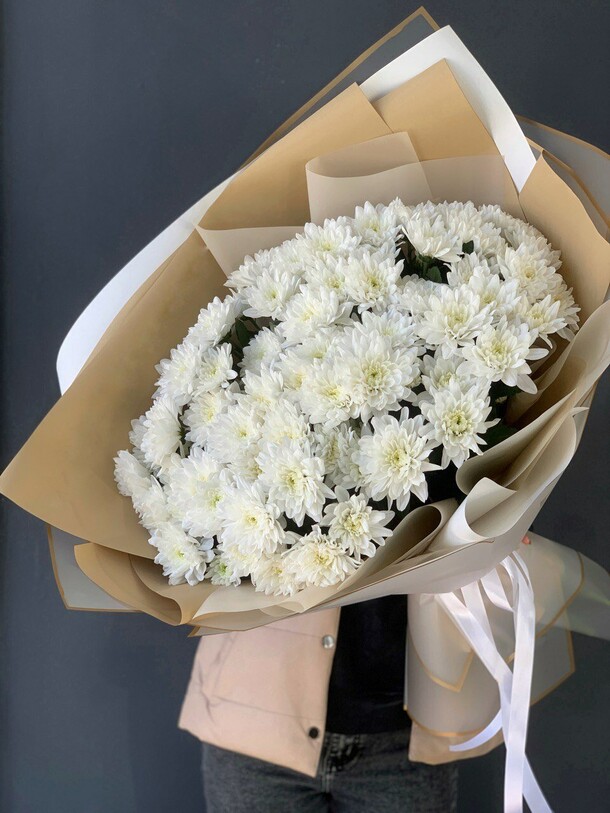 Белые хризантемы, артикул F1271876 - 12000 рублей, доставка по городу. Flawery - доставка цветов