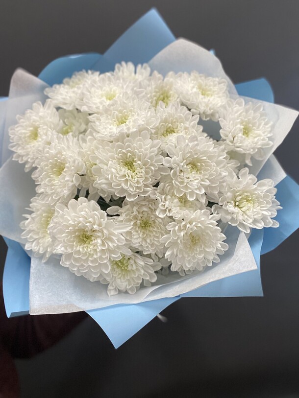 Букет белых хризантем #8, артикул F1266592 - 3500 рублей, доставка по городу. Flawery - доставка цветов