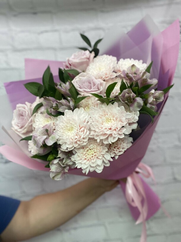 Букет «пудровый», артикул F1321067 - 4960 рублей, доставка по городу. Flawery - доставка цветов