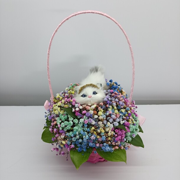 Кошка в лукошке, артикул F1230840 - 3750 рублей, доставка по городу. Flawery - доставка цветов