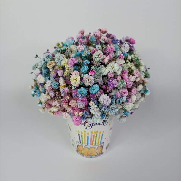 Стаканчик с гипсофилой с днем рождения!, артикул F1238346 - 1200 рублей, доставка по городу. Flawery - доставка цветов