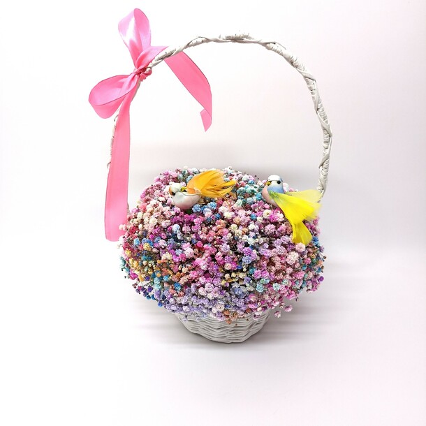 Корзинка с гипсофилой "райский сад", артикул F1281968 - 3900 рублей, доставка по городу. Flawery - доставка цветов