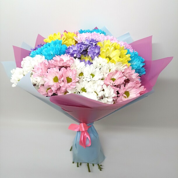 Букет хризантем мозаика 2.0, артикул F1306696 - 5700 рублей, доставка по городу. Flawery - доставка цветов