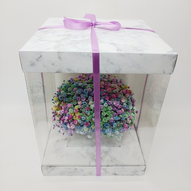Радужная гипсофила в подарочной коробке "мрамор", артикул F1420136 - 4050 рублей, доставка по городу. Flawery - доставка цветов