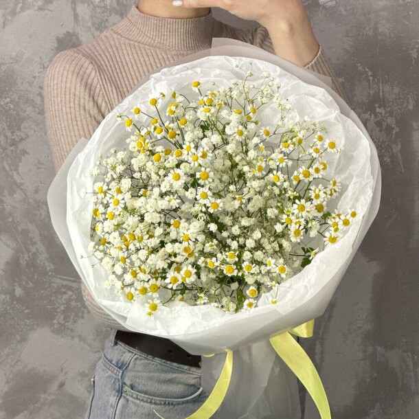 Летнее облачко⛅️ букет из ромашек и гипсофилы️, артикул F1402159 - 5890 рублей, доставка по городу. Flawery - доставка цветов