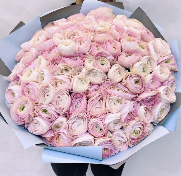 Розовые ранункулусы, артикул F1224616 - 162661 рублей, доставка по городу. Flawery - доставка цветов