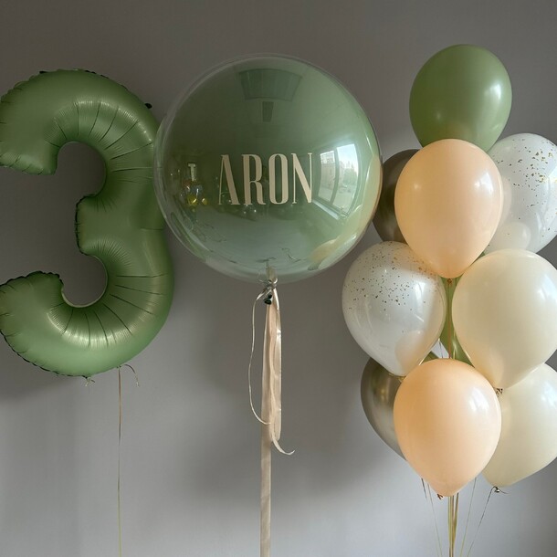 Воздушные шары олива с bubble, артикул F1347368 - 5545 рублей, доставка по городу. Flawery - доставка цветов