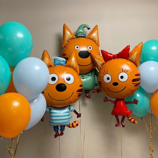 Воздушные шары для девочки / мальчика - котята, артикул F1487390 - 9700 рублей, доставка по городу. Flawery - доставка цветов