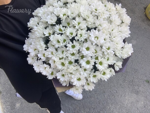 Белоснежный букет хризантем, артикул F45839 - 6909 рублей, доставка по городу. Flawery - доставка цветов