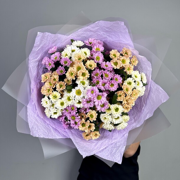 Кремовый букет из нежной сантини 15шт, артикул F1336637 - 5450 рублей, доставка по городу. Flawery - доставка цветов