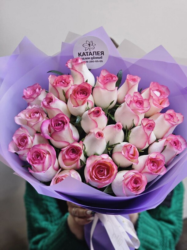 25 розовых роз, артикул F1242320 - 7777 рублей, доставка по городу. Flawery - доставка цветов