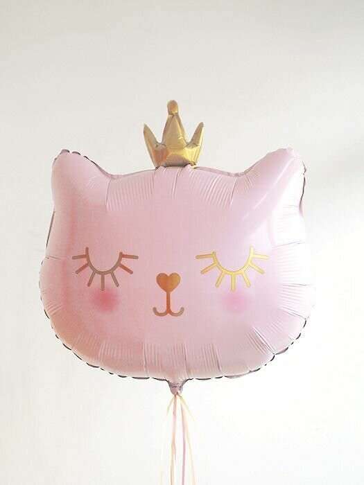 Воздушный шар с гелием фольгированная фигура голова котенок принцесса розовая, артикул F1280896 - 1234 рублей, доставка по городу. Flawery - доставка цветов
